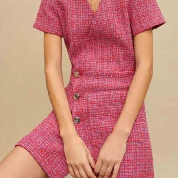 Maje Tweed Wrap Mini Dress 34 Small - Picture 2 of 5